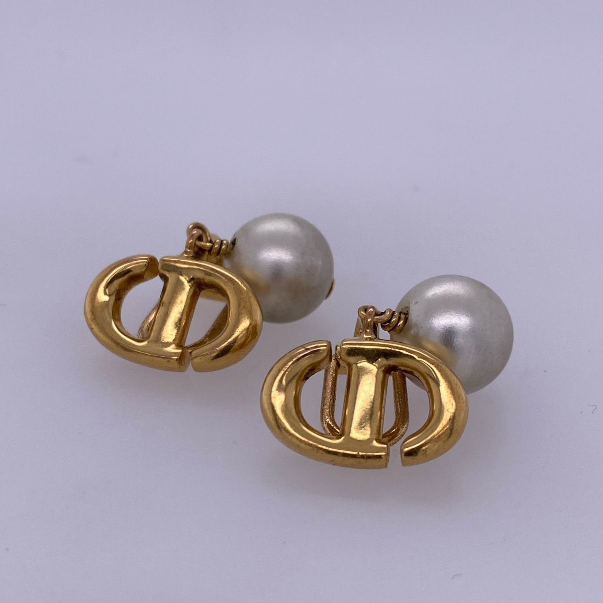 Dior CD Navy Earrings Pearl Drop | eBay