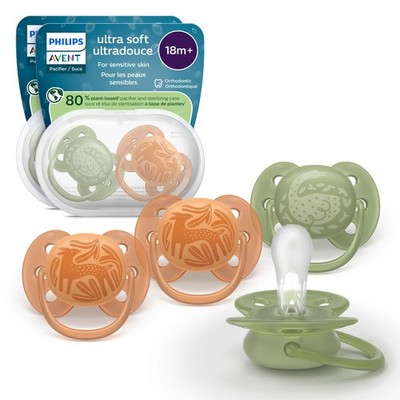 Pacifiers Orthodontic Ultra Soft 18M+ BPA Free 4 Pack SCF093/07 Philips Avent