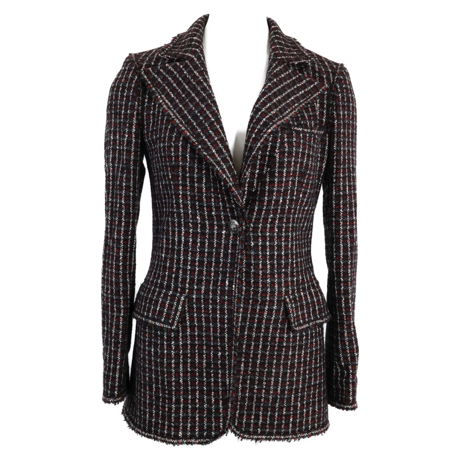 Giacca sartoriale Chanel 08A P33861V24329 cashmere tweed 1B 34 blu navy r5_0713