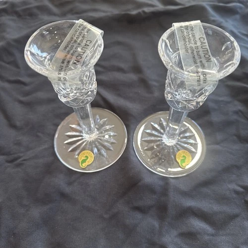 Vintage Waterford Crystal Lismore Candlesticks Pair 5.5” Ireland Original Box