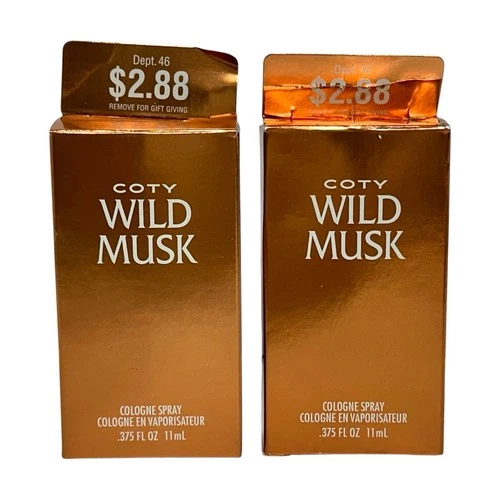 VTG Coty Wild Musk Cologne Spray .375 Fl Oz Discontinued LOT OF 2 Travel Size