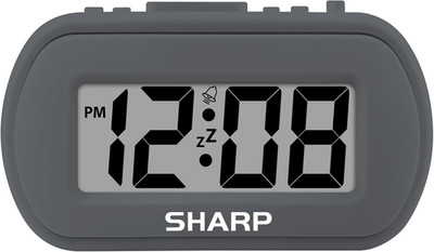 Sharp Battery Alarm Clock, Soft-Touch Case and Backlight, Charcoal Black | Soft-