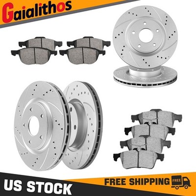 Front & Rear Drilled Rotors + Brake Pads for 2004 - 2012 2013 Mazda 3 2.3L 2.5L