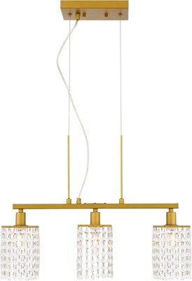 Elegant Lighting LD7501 Taylor 3 Light 22''W Crystal Linear - Brass