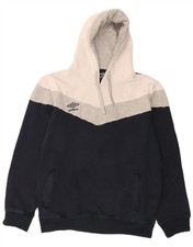 UMBRO Mens Hoodie Jumper XL Navy Blue Colourblock Cotton OM17