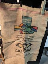 Vintage Cafes Do Brasil - Cafe Imports - Coffee Bean Bag Burlap Bag 38" x 24"