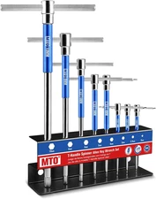 Metric T-Handle Spinner Allen Key Wrench Set, 8-Piece 2-10Mm, 3-Way Sliding Hand