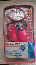 Dolfino Children's Latex-Free Swim Mask and Snorkel Set 5 Peice Pink New In Bag