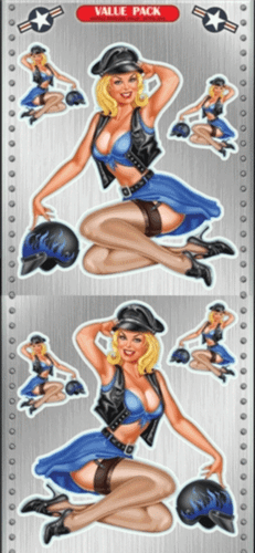 Aufkleber-Set Vintage Biker Pin Up Girl XL 15 x 13 cm Helm Sexy Sticker Decal - Picture 2 of 2