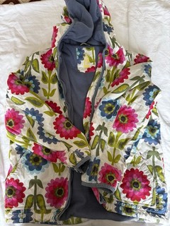 Mini Boden Girls Floral Hooded Full Zip Fleece Lined Jacket 7 8 Years