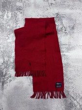 Vintage Polo Ralph Lauren 100 Lambswool Fringe Scarf Red Made in Scotland