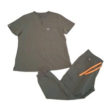 FIGS Womens Scrubs Set Top  Jogger Pants Moss Green L/ MP Technical Collection