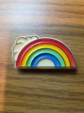Vintage 70s 80s Rainbow Multicolored Plastic Refrigerator Magnet 1.25"x2.5"