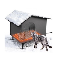 Weatherproof Heated Cat House - Outdoor Cat House with Heating Pad Bed,Insula...