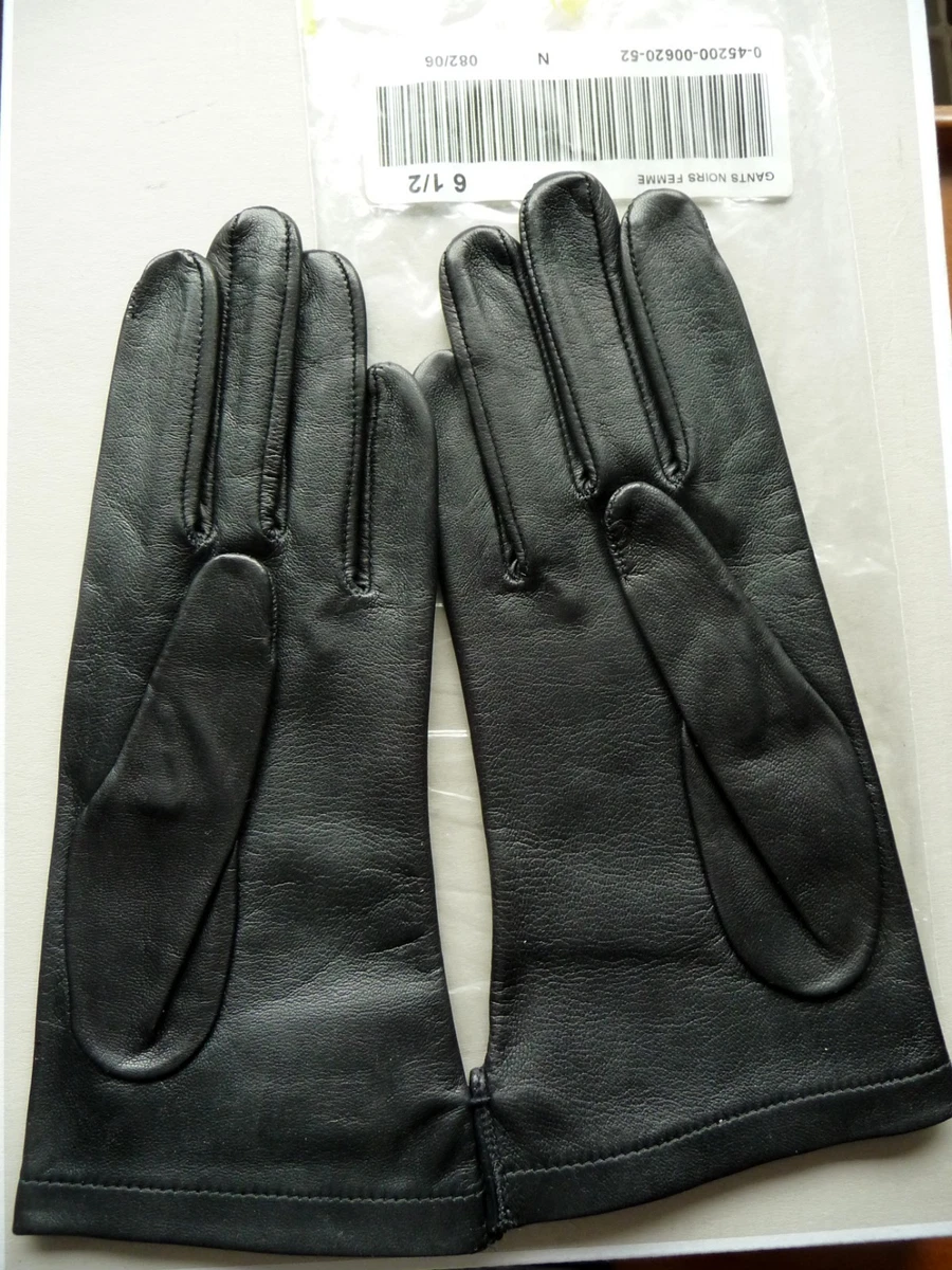 Gants Femme Cuir Vintage – Taille 7-8 – Doublure Acrylique – Automne – Noir élégant