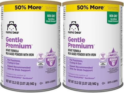 Mama Bear Formula Gentle Premium Milk Based Powder, 132 Oz, AUG 2026 - 2 PACK