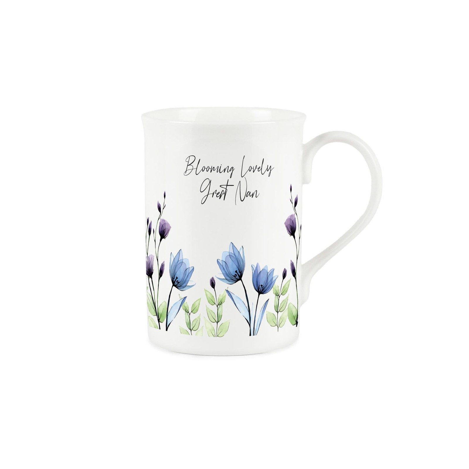 Blooming Lovely Great Nan Mug - Blue & Purple Floral Bone China Cup Gift