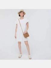 J.CREW White Broken-in jersey tiered mini dress Size Small