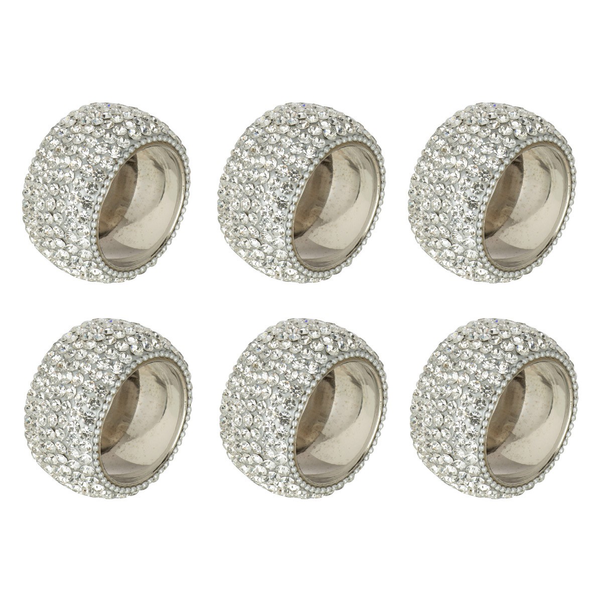 Ronds de serviette argentés lot de 6 modèle Diamant 6cm cadeau art de la table