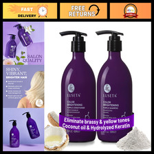 Purple Shampoo Conditioner Set for Blonde/Gray Hair - Sulfate Paraben Free,