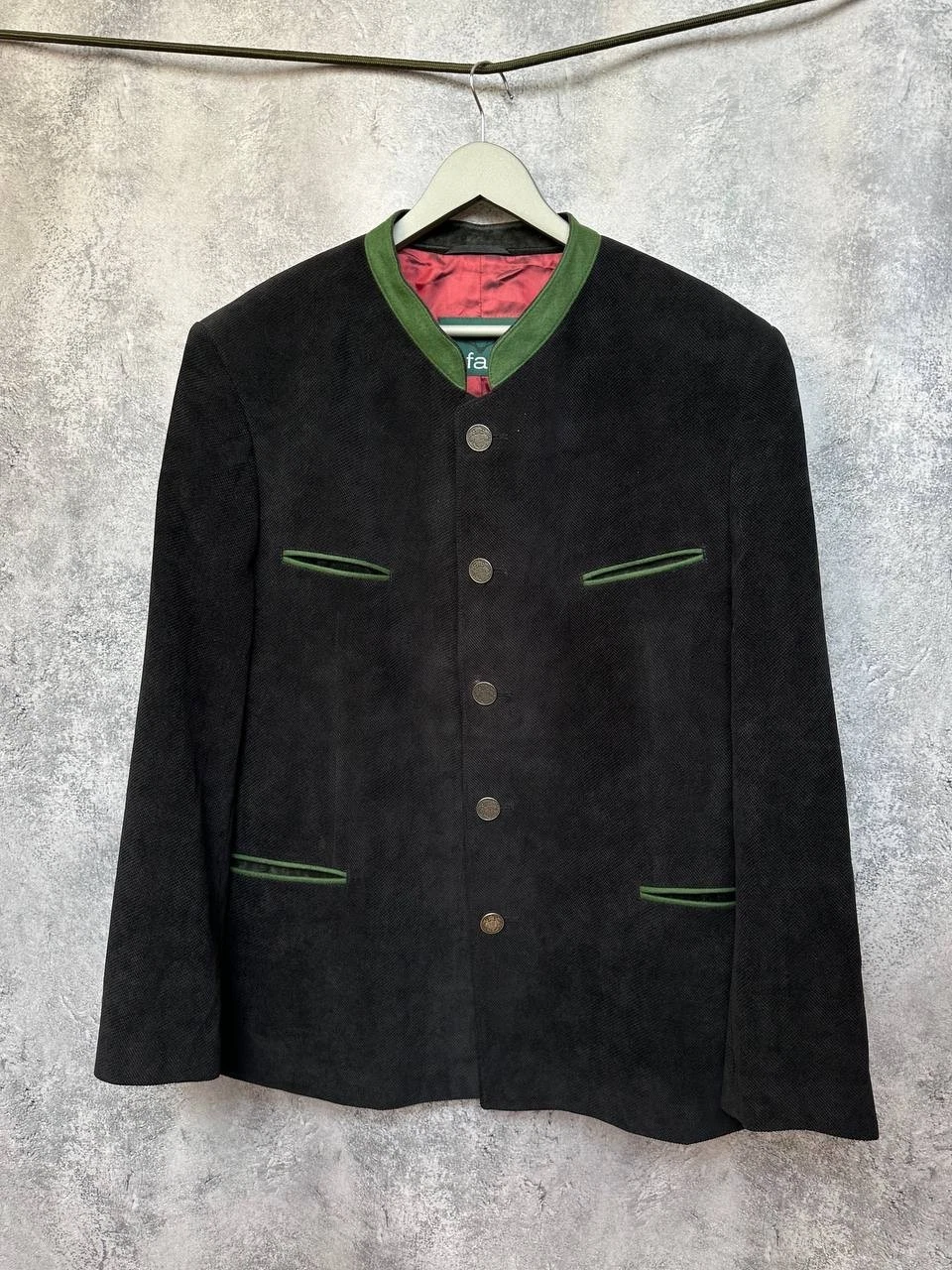 Tofana by Lodenfrey Traditional Jacket Slim Cut Black/Green Men's Size XL