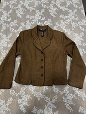 Sag Harbor Women's Brown Button Front Blazer Jacket Long Sleeve Petite 8P