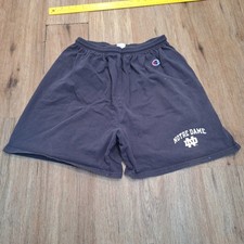 Vtg Mens M 1980s Champion Notre Dame Blue Athletic Shorts Elastic Waist