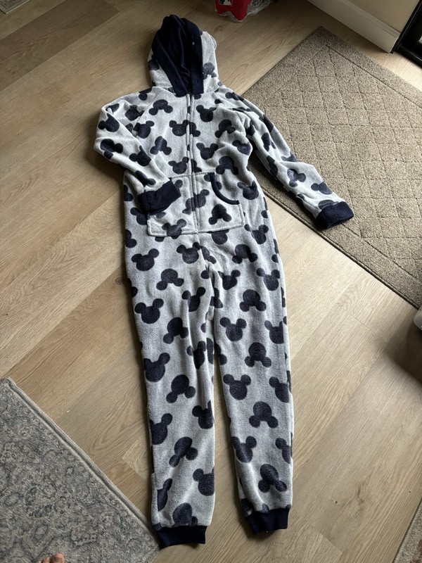 Disney Mickey Mouse Adult Faux Fur One Piece Pajama Fleece Small One Piece