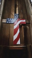 American Flag Cross Wall Decor  Patriotic Christian Home Decor  Veteran Gift