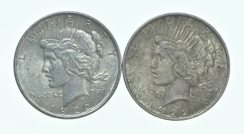 1922 & 1922 Peace Silver Dollar $1 Bullion Collection Lot *138