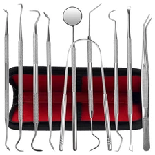 Dental Tools: Stainless Steel Plaque Remover Set - Oral Care Hygiene Kit - 10