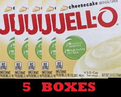 5x Jello CHEESECAKE Instant Pudding & Pie Filling Dessert Mix 3.4oz - 5 BOXES
