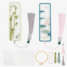 Vintage Charm DIY Bookmark Kit - 2 Set Organza Embroidery Beading Kit for Adult