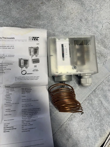 InTec Cut Out Capillary Thermostat ISO9001 Controls 15A 250V Low Temp F (091-SF3