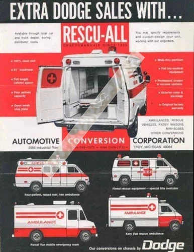 Dodge Emergency Ambulance RESCUE-ALL VTG Brochure Ad Photograph Print 8.5x11"