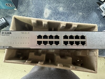 Used D-Link Ethernet Switch 16 Port Gigabit Unmanaged Network Hub DGS-1016C