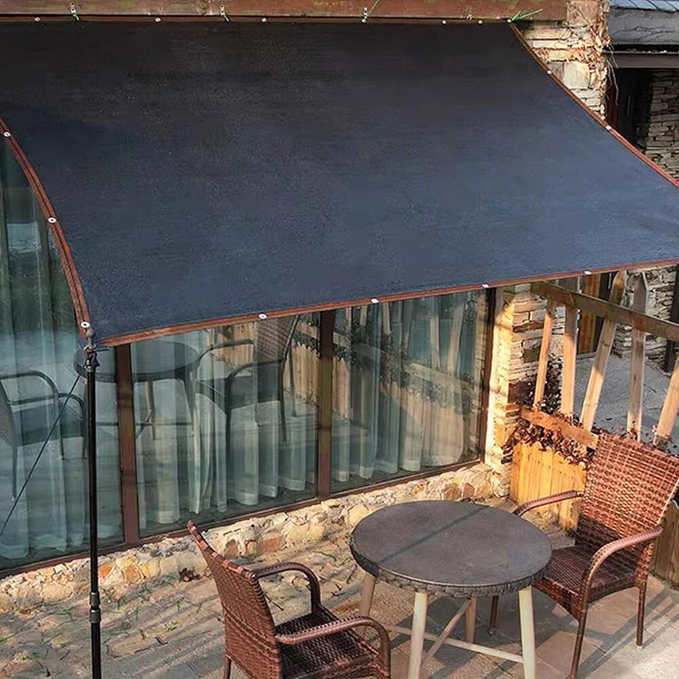 Useful Garden Sunblock Shade Cloth with Grommets Mesh Tarp Black Shade