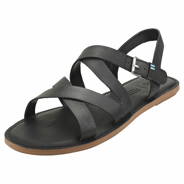 toms black leather sandals