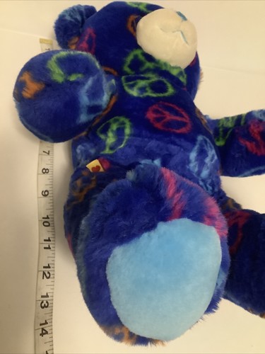 Build-A-Bear Workshop Plush Dark Blue Peace Sign Teddy Bear- Stuffed 14" - Picture 11 of 12