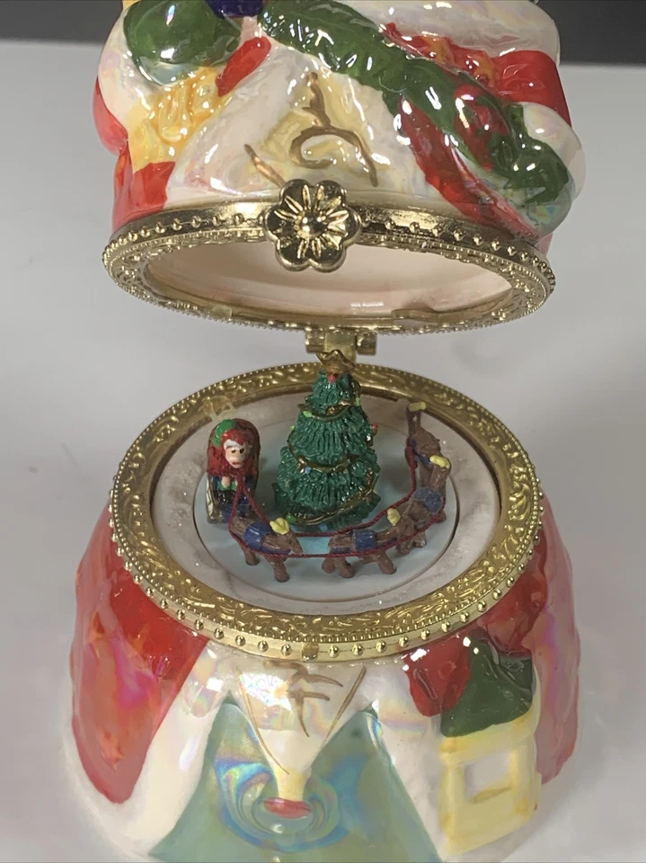 Mr Christmas Santa Claus Musical Reno Árbol Porcelana Bisagras Animado FUNCIONA Foto 4 de 4