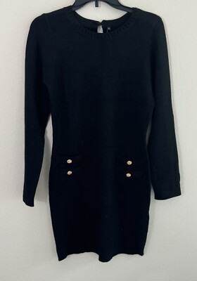ETCYY NEW Black Mini Knit Sweater Dress Medium New