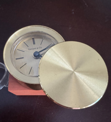 Tiffany & Co Swivel Door Brass Round Quartz Portable Alarm Clock