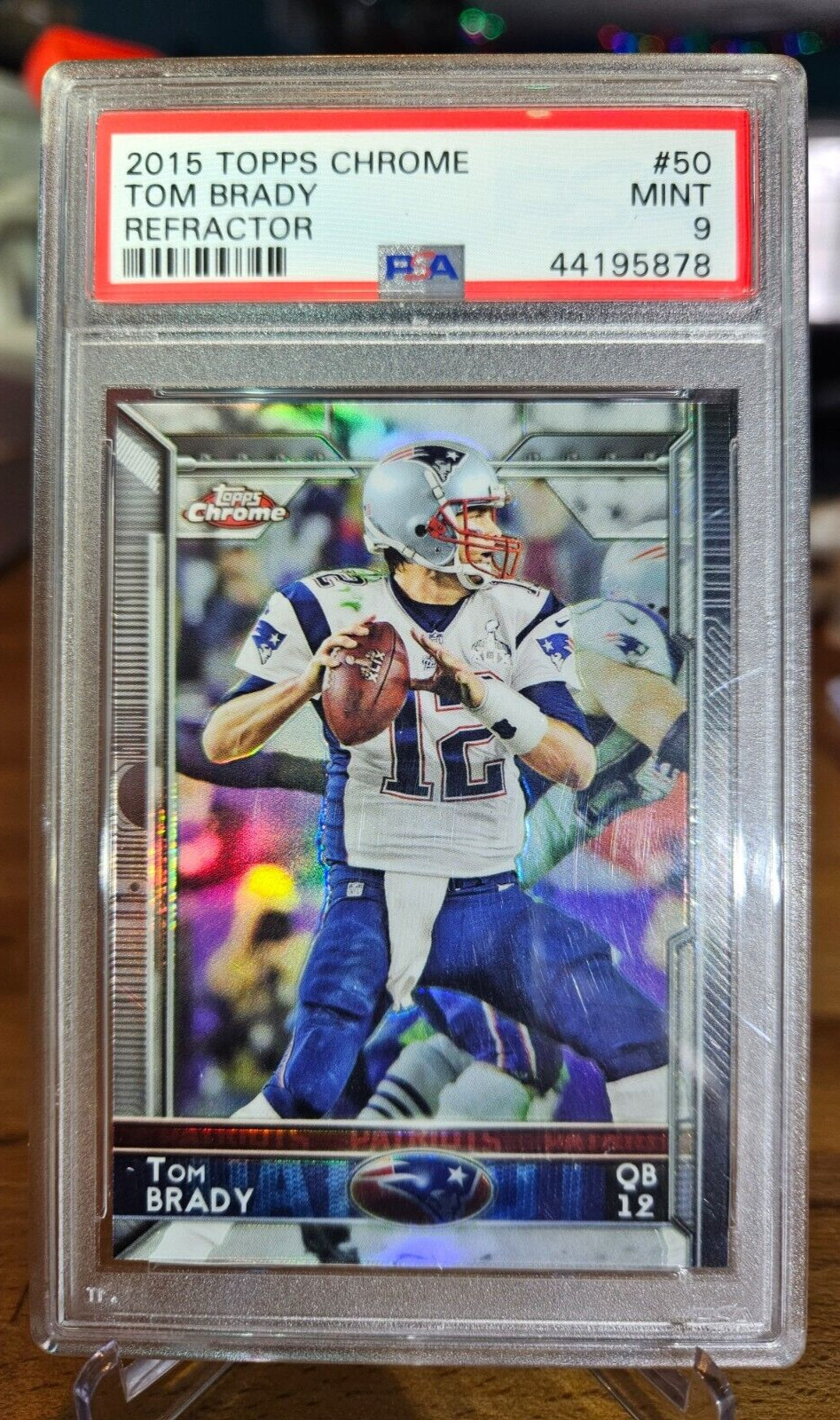 2015 Topps Chrome Refractor Tom Brady New England Patriots #50 PSA 9 MINT
