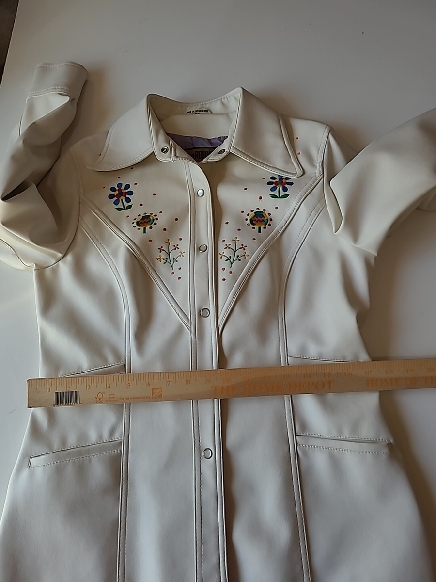 Vintage 70s Western Jacket S Faux Leather Vinyl Embroidered Vintage 70s Western Jacket S Faux Leather Vinyl Embroidered