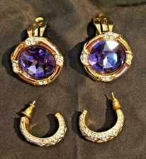 VTG. D.S & Co. FAMED SWAROVSKI CO. ASST'D. AMETHYST & DIAMOND CRYSTAL JEWELRY