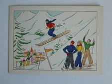 carte d'envoi Gravure ancienne coloriée au pochoir signée Marcel Bloch c.1930