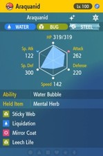 Pokemon Scarlet and Violet 6iv Shiny Max EV Araquanid