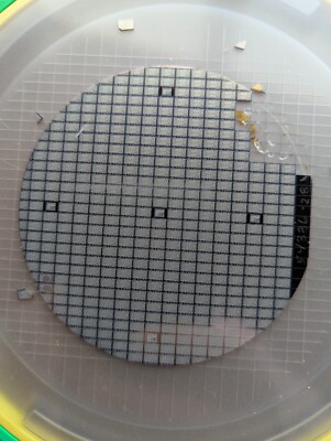 Two vntage Intel C4001 ROM wafer's with over 500 Intel 4001 chip dies