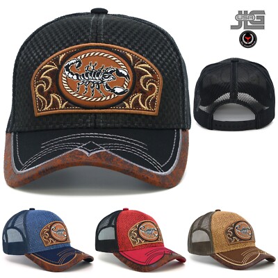 Scorpion Western New Mesh Back Trucker Hat TL Snapback Adjustable Baseball Cap