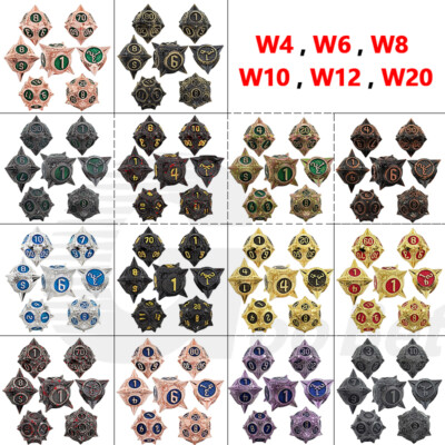 7-teilig Metall Poly Würfel Set W4 - W20 Für Warhammer TRPG MTG DND Meteorhammer